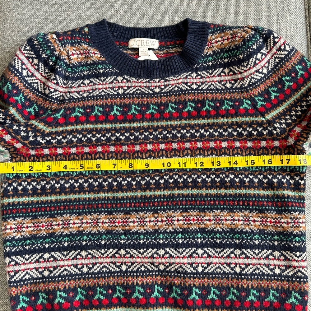 J. Crew cherry print fair isle crewneck sweater - Picture 7 of 8